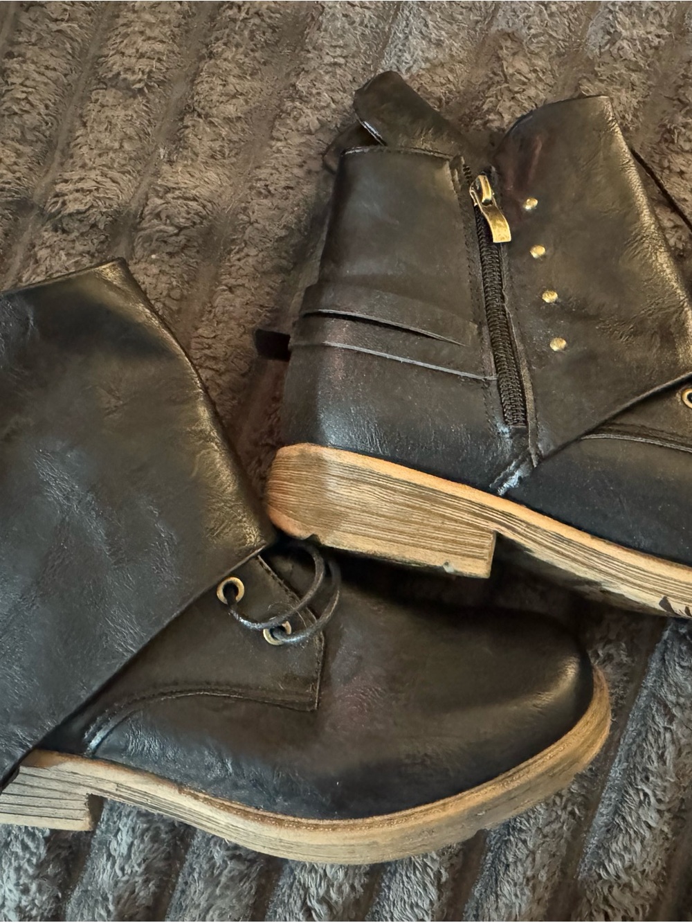 Men's Black Leather Ankle Boots - Casual Zip & Lace-Up